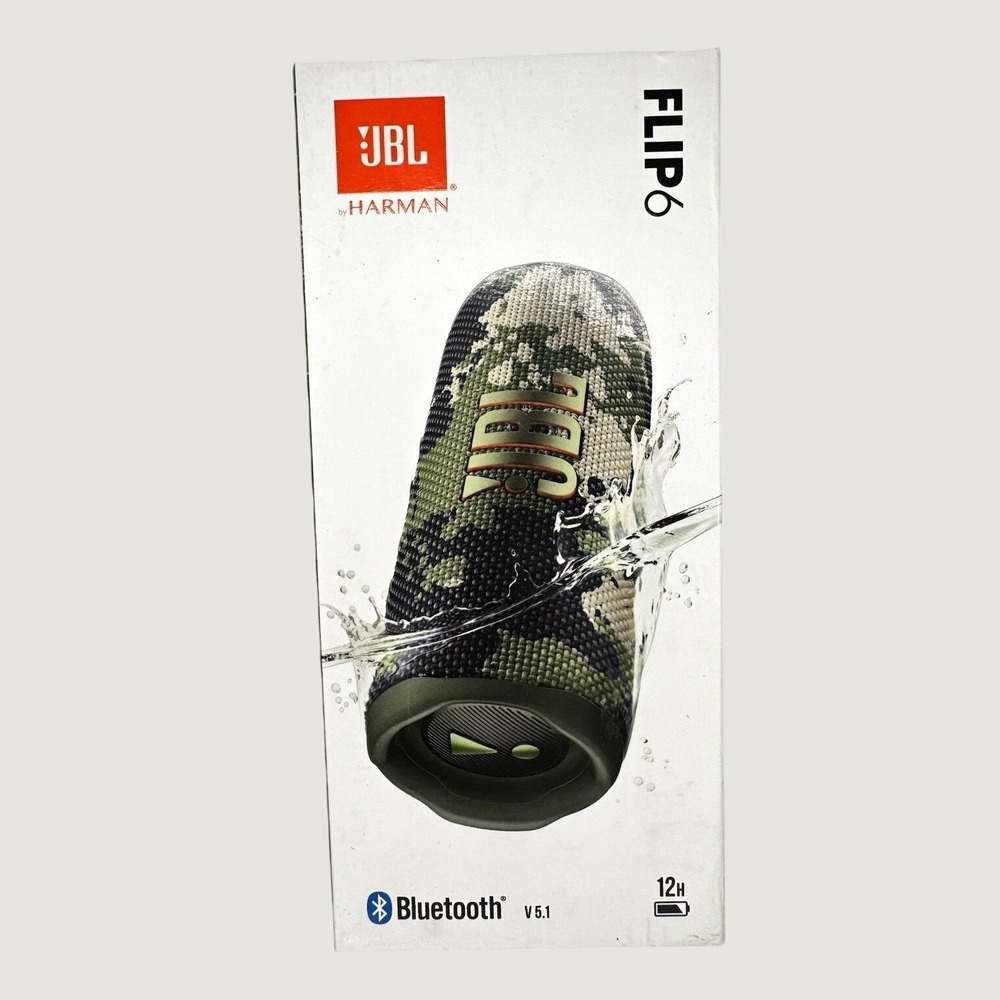 JBL Flip 6 Portable Bluetooth Speaker Green Camo Cylinder 2.0Ch USB-C 20W